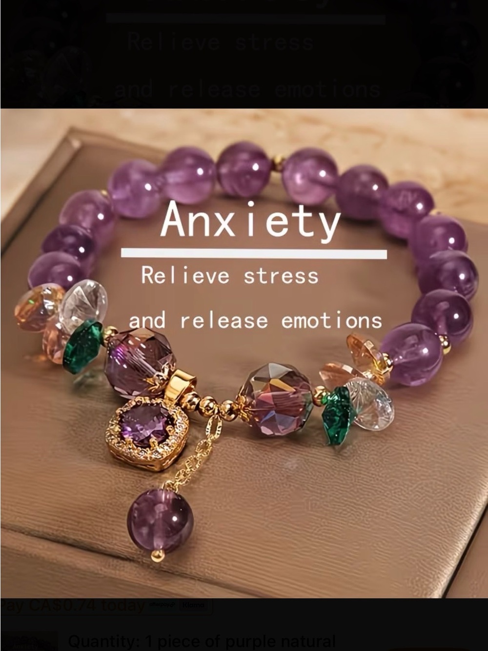 ⭐️ Purple Crystal Beaded Anxiety Relief Bracelet